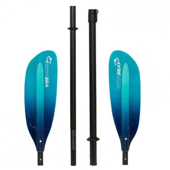 ExtaSea Pro Tour Carbon Vario Doppelpaddel | 220-240cm | 4-teilig | Blue-light Blue – Bild 2