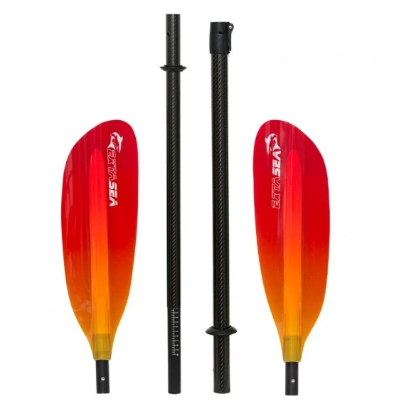 ExtaSea Pro Tour Carbon Vario Doppelpaddel | 220-240cm | 4-teilig | Red-yellow – Bild 2