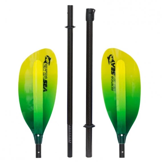 ExtaSea Pro-XL Carbon Vario Doppelpaddel | 220-240cm | 4-teilig | Lime-yellow – Bild 2