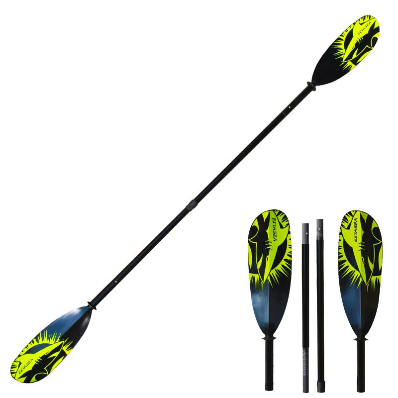 ExtaSea Tour Vario Fiberglas Doppelpaddel | 220-240cm | 4-teilig | Schwarz-lime